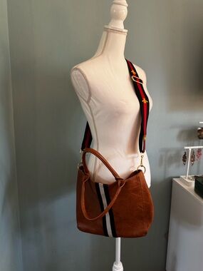 Motherchic X Social Threads Brown Leather Stripe Shoulder BAG ONLY